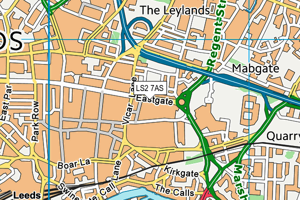 LS2 7AS map - OS VectorMap District (Ordnance Survey)