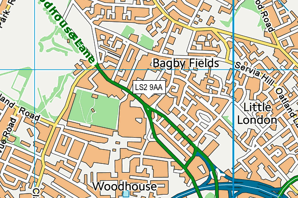 LS2 9AA map - OS VectorMap District (Ordnance Survey)