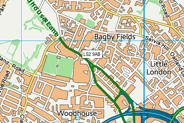 LS2 9AB map - OS VectorMap District (Ordnance Survey)