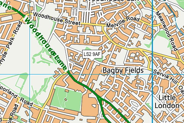 LS2 9AF map - OS VectorMap District (Ordnance Survey)