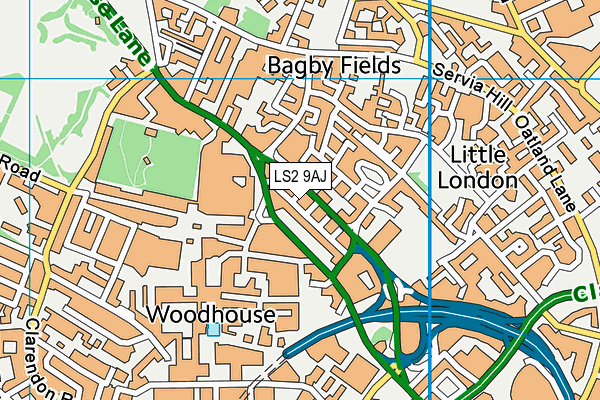 LS2 9AJ map - OS VectorMap District (Ordnance Survey)