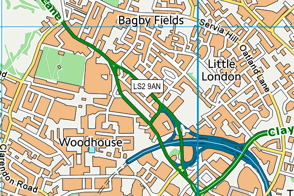 LS2 9AN map - OS VectorMap District (Ordnance Survey)