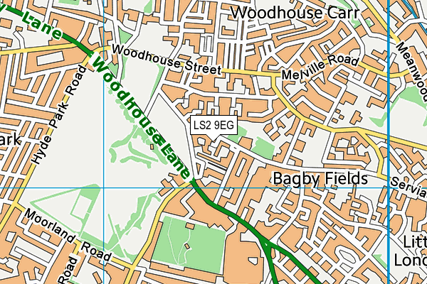 LS2 9EG map - OS VectorMap District (Ordnance Survey)