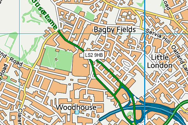 LS2 9HB map - OS VectorMap District (Ordnance Survey)