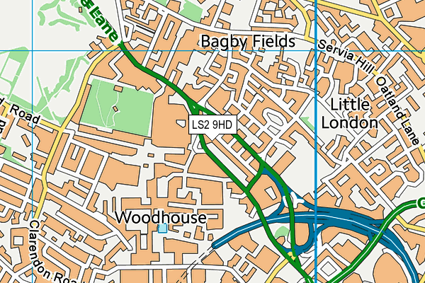 LS2 9HD map - OS VectorMap District (Ordnance Survey)