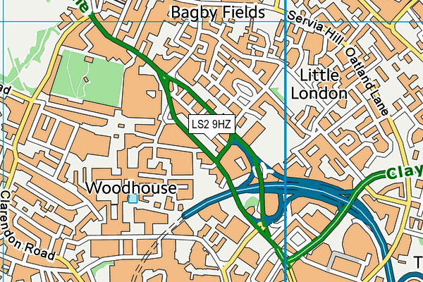 LS2 9HZ map - OS VectorMap District (Ordnance Survey)