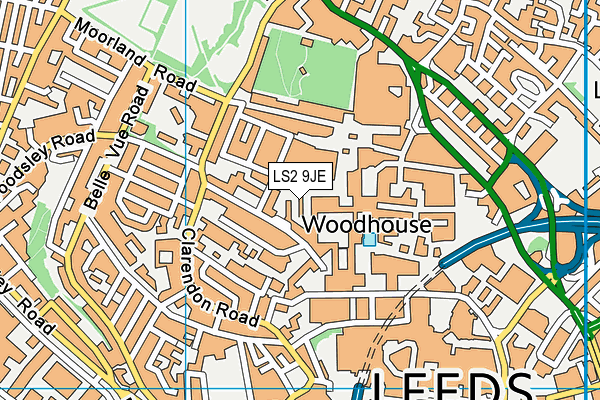 LS2 9JE map - OS VectorMap District (Ordnance Survey)