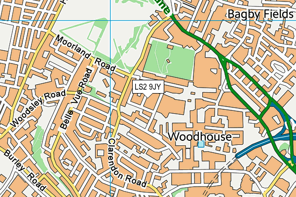 LS2 9JY map - OS VectorMap District (Ordnance Survey)