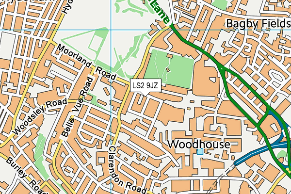 LS2 9JZ map - OS VectorMap District (Ordnance Survey)