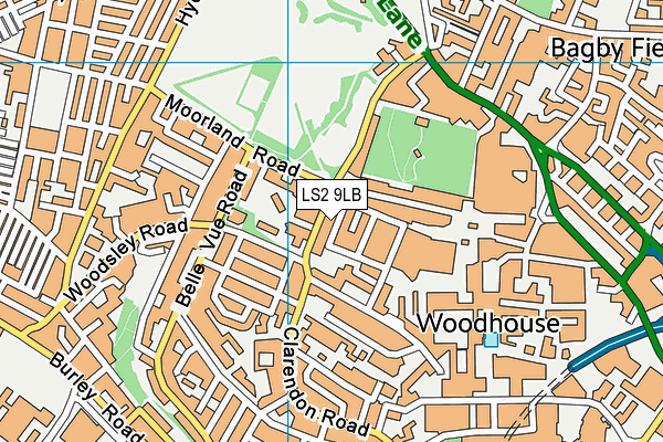 LS2 9LB map - OS VectorMap District (Ordnance Survey)