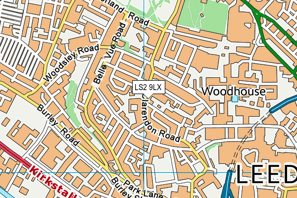 LS2 9LX map - OS VectorMap District (Ordnance Survey)