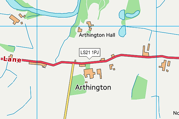 Arthington Cricket Club map (LS21 1PJ) - OS VectorMap District (Ordnance Survey)