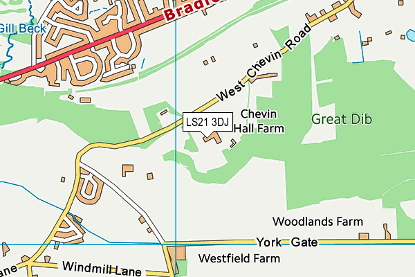 LS21 3DJ map - OS VectorMap District (Ordnance Survey)