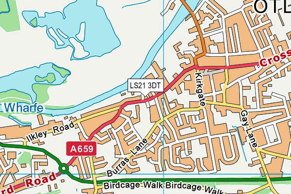 LS21 3DT map - OS VectorMap District (Ordnance Survey)