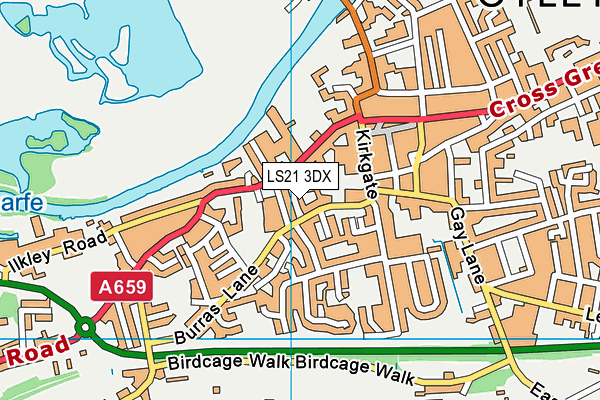 LS21 3DX map - OS VectorMap District (Ordnance Survey)