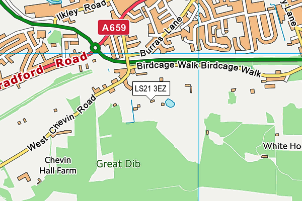 LS21 3EZ map - OS VectorMap District (Ordnance Survey)