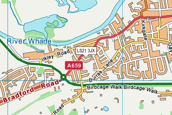 LS21 3JX map - OS VectorMap District (Ordnance Survey)