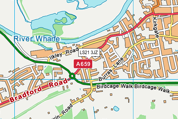 LS21 3JZ map - OS VectorMap District (Ordnance Survey)