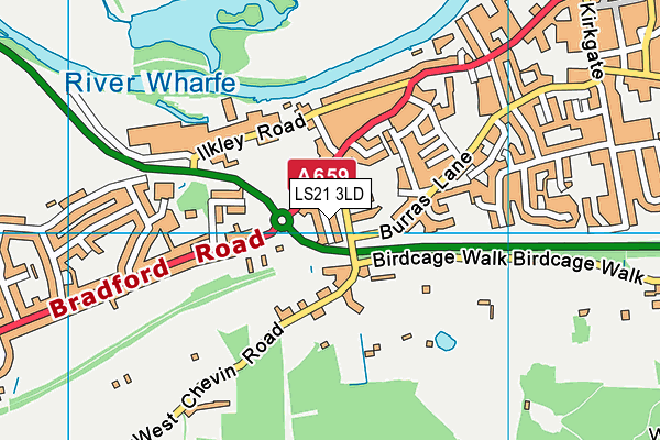 LS21 3LD map - OS VectorMap District (Ordnance Survey)