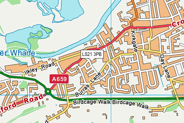 LS21 3PB map - OS VectorMap District (Ordnance Survey)