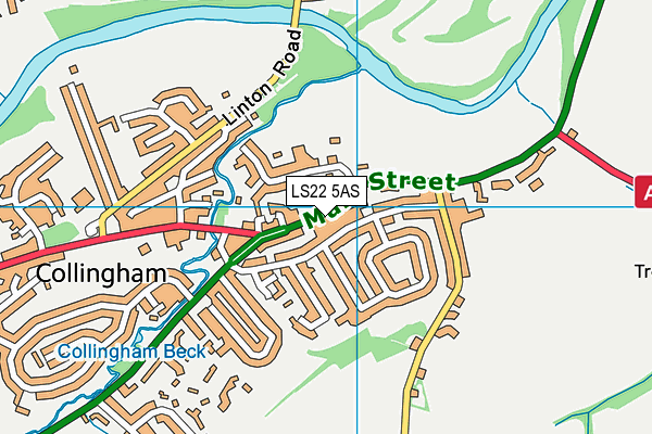 Collingham Memorial Hall map (LS22 5AS) - OS VectorMap District (Ordnance Survey)