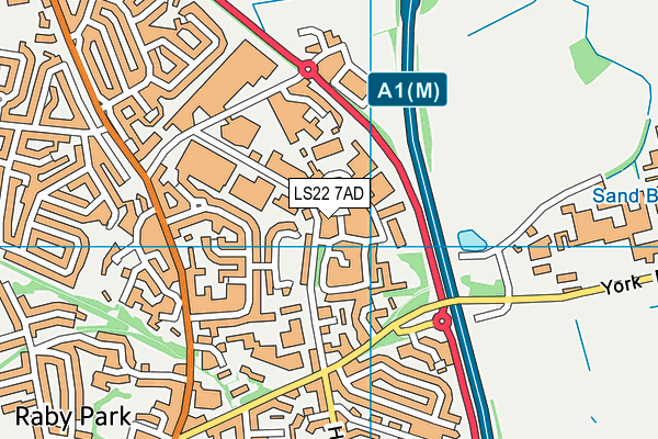 LS22 7AD map - OS VectorMap District (Ordnance Survey)