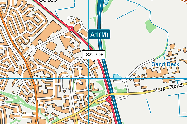 LS22 7DB map - OS VectorMap District (Ordnance Survey)