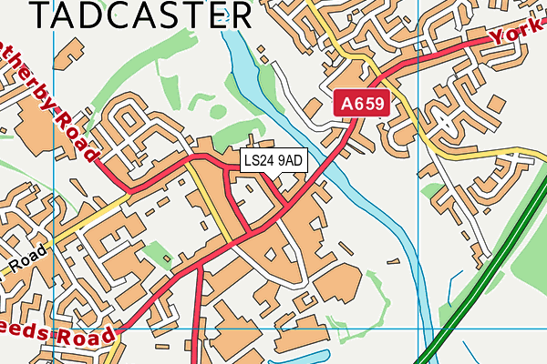 LS24 9AD map - OS VectorMap District (Ordnance Survey)
