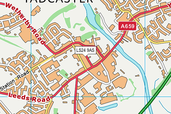 LS24 9AS map - OS VectorMap District (Ordnance Survey)