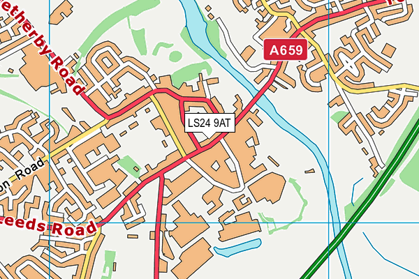 LS24 9AT map - OS VectorMap District (Ordnance Survey)