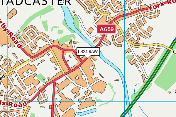 LS24 9AW map - OS VectorMap District (Ordnance Survey)