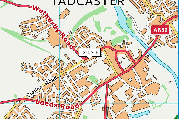 Tadcaster Leisure Centre map (LS24 9JE) - OS VectorMap District (Ordnance Survey)