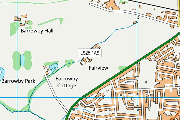 LS25 1AS map - OS VectorMap District (Ordnance Survey)