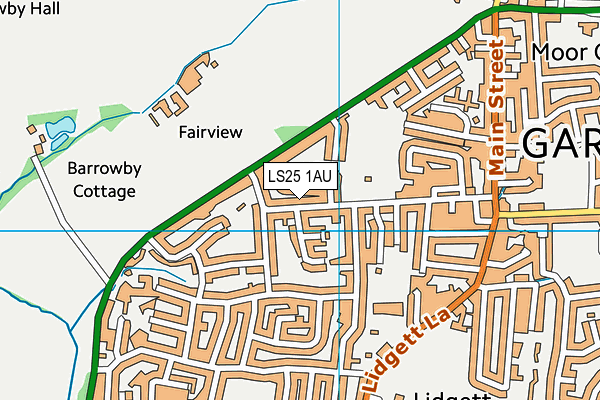 LS25 1AU map - OS VectorMap District (Ordnance Survey)