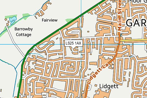 LS25 1AX map - OS VectorMap District (Ordnance Survey)