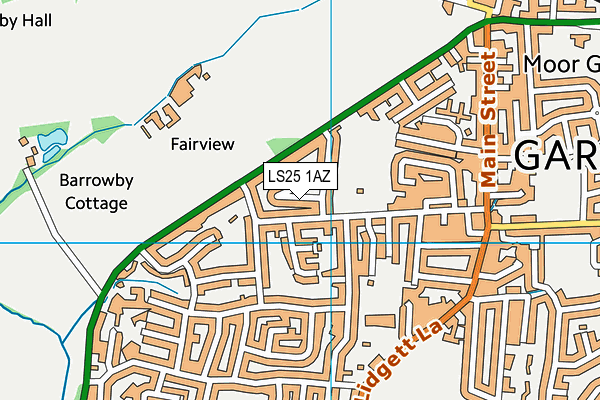 LS25 1AZ map - OS VectorMap District (Ordnance Survey)