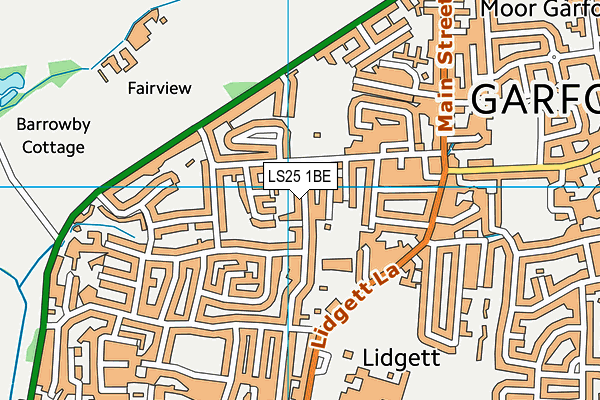 LS25 1BE map - OS VectorMap District (Ordnance Survey)