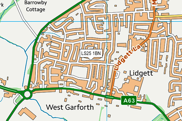 LS25 1BN map - OS VectorMap District (Ordnance Survey)