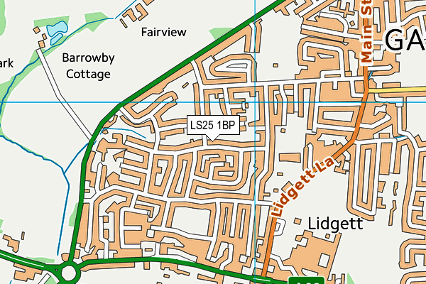 LS25 1BP map - OS VectorMap District (Ordnance Survey)