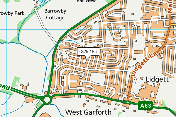 LS25 1BU map - OS VectorMap District (Ordnance Survey)