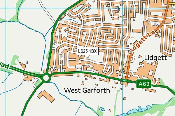 LS25 1BX map - OS VectorMap District (Ordnance Survey)