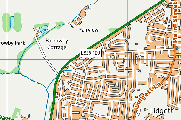 LS25 1DJ map - OS VectorMap District (Ordnance Survey)