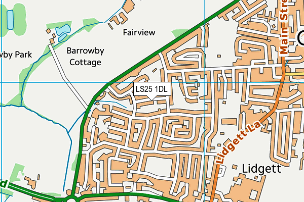 LS25 1DL map - OS VectorMap District (Ordnance Survey)