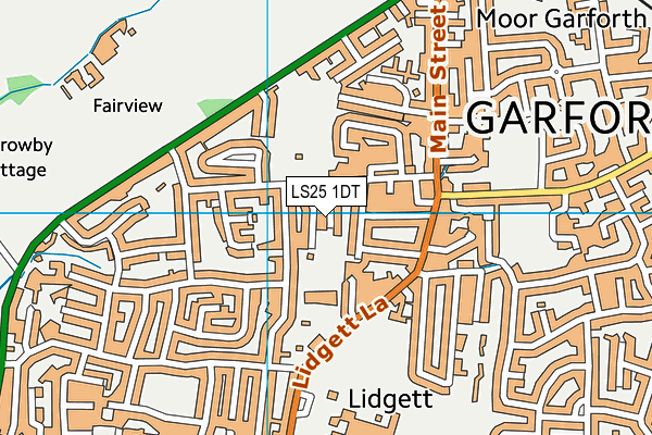 LS25 1DT map - OS VectorMap District (Ordnance Survey)