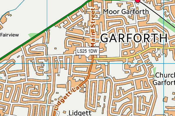 LS25 1DW map - OS VectorMap District (Ordnance Survey)