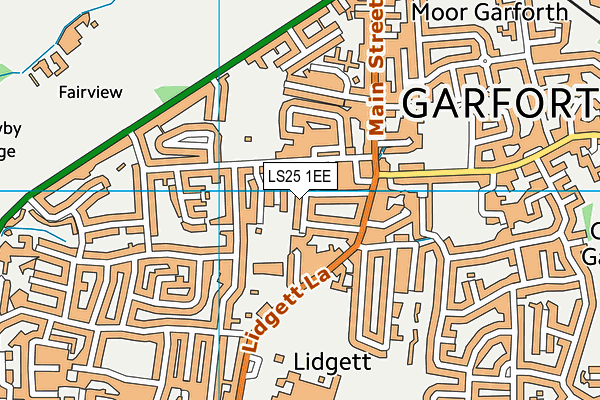 LS25 1EE map - OS VectorMap District (Ordnance Survey)