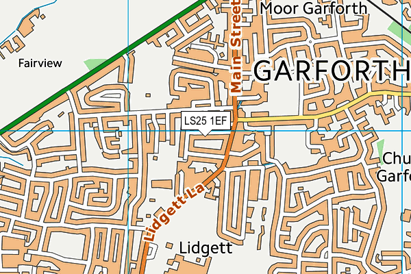 LS25 1EF map - OS VectorMap District (Ordnance Survey)