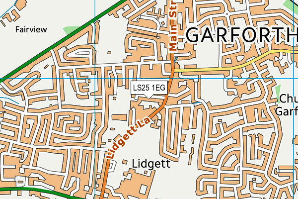 LS25 1EG map - OS VectorMap District (Ordnance Survey)