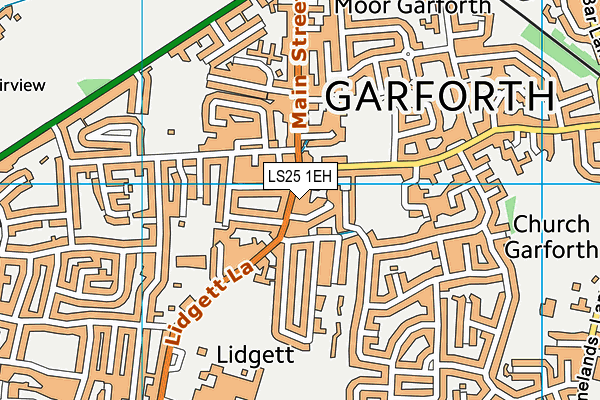 LS25 1EH map - OS VectorMap District (Ordnance Survey)