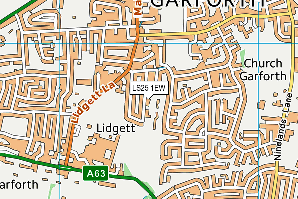 LS25 1EW map - OS VectorMap District (Ordnance Survey)